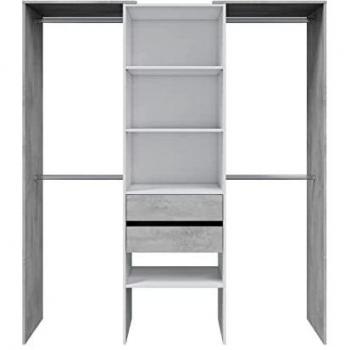 Armario Vestidor Dress Blanco con 4 Barras para Colgar, 4 Estantes y 2 Cajones de 202x179x50 cm