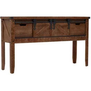 Console Table Solid Fir Wood 131x35.5x75 cm Brown