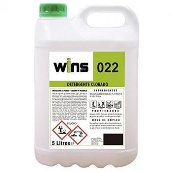 Vinfer Detergente Alcalino Clorado Wins 022, Garrafa de 5 litros, Incoloro, Limpieza e Higiene para Todo Tipo de Superficies