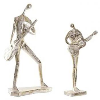 Figura Decorativa DKD Home Decor Músico Dorado (2 Unidades) 21 x 13 x 42 cm y 17 x 7,5 x 33 cm