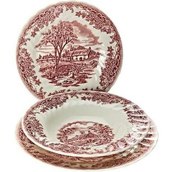 Churchill Earthware Decoro Drookpink Servicio Platos Porcelana Color Blanco
