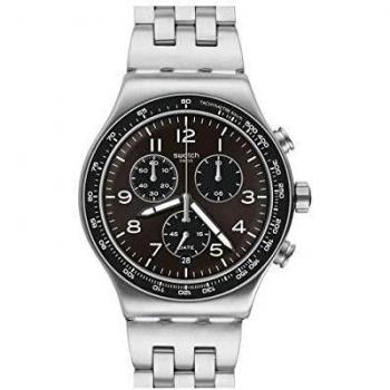 Swatch Mens Analogue Swiss Quartz Watch with Stainless Steel Strap YVS465G