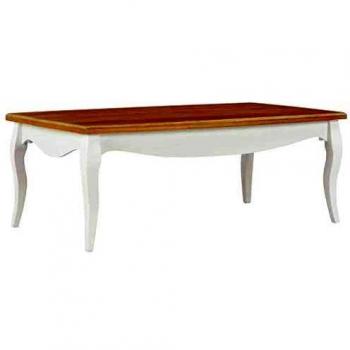 SengentoStyle Salontafel 110x60x40 cm massief grenenhout wit en bruin