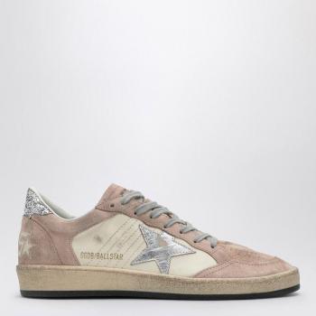 Golden Goose Women's Ball Star Pink Trainer With Silver Glitter Sneaker | Size 38 | GWF00327F006122