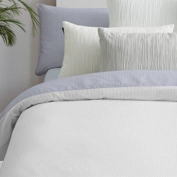 Juego de funda nórdica reversible Cuadros Manterol cama 135/140cm azul/blanco