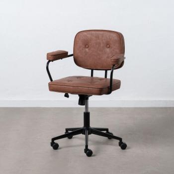 Silla de Oficina Vintage con Ruedas Simil Piel Camel 56 x 56 x 92 cm