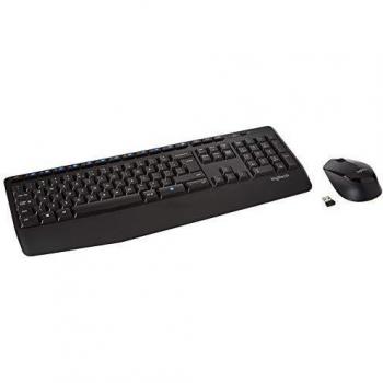 Logitech MK345 Wireless Keyboard and Mouse Combo, Full-Sized Keyboard with Palm Rest, QWERTY US International Layout - Black