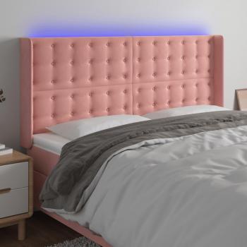 Cabecero LED Rosa en Terciopelo 163x16x118/128 cm