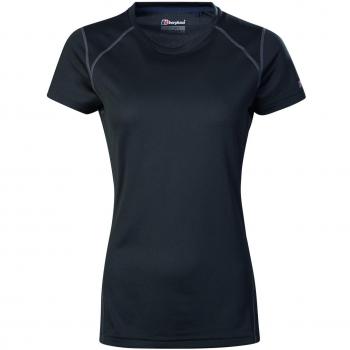 Berghaus Mujer Camiseta Corta 2.0 de Manga Corta Cuello Redondo Camiseta de Tech, Mujer, Color Negro/Negro, tamaño S