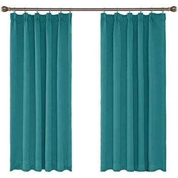 Amazon Brand - Umi Cortinas Térmicas Aislantes Frio y Calor para Dormitorio Matrimonio Salón Hotel Fruncido 2 Piezas 168x138cm Turquesa