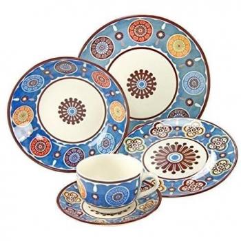 Creatable 19719 Serie sumaya Blue, Vajilla, porcelana, multicolor, 40 x 32,5 x 32,5 cm, 30 unidades