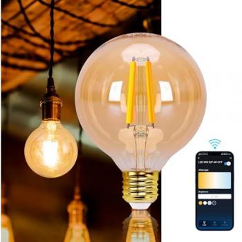 Bombilla LED Inteligente Vintage G95 Ámbar 6W E27 Regulable CCT 2700K-6500K Compatible con Alexa y Google Home