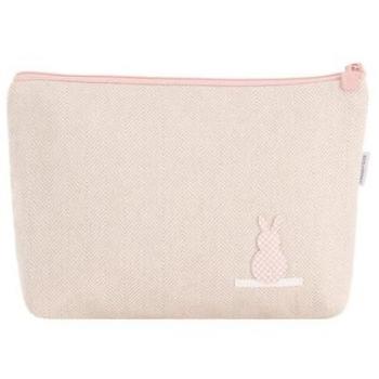 Neceser de Aseo para Bebé en Lino Rosa con Cremallera - Bolsa Organizadora 6x28x20 CM