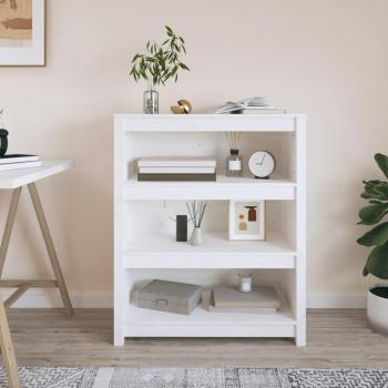 Estantería de madera maciza de pino 80x35x68 cm Natural, Blanco, Gris - Mueble de Almacenaje para Oficina, Estudio, Sala de Estar y Dormitorio