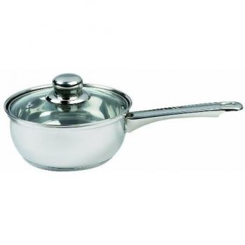 Sabichi Essential - Cazo con tapa de cristal, acero inoxidable, plata, 16 cm, 1 L, 12
