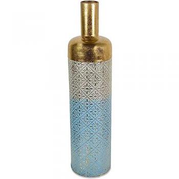 Jarrón Decorativo de Metal 61cm Azul y Dorado Karla