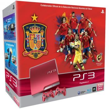 Playstation 3 - Consola de 320 GB Spanish Football Team, Roja + 2 Mandos Dualshock, Color Rojo