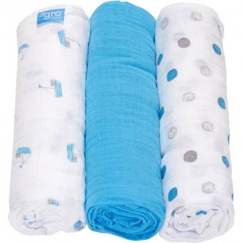 Gro GRCDA1002 - Pack de 3 muselinas, náutico