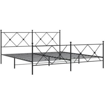 Estructura de Cama Cabecero y Estribo Metal Negro 180x200 cm