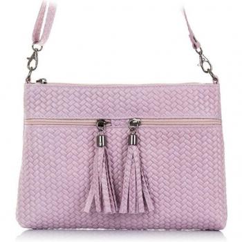 Firenze Artegiani Oderzo Bolso Bandolera de Mujer en Piel Auténtica Grabado Espiga - Hecho en Italia