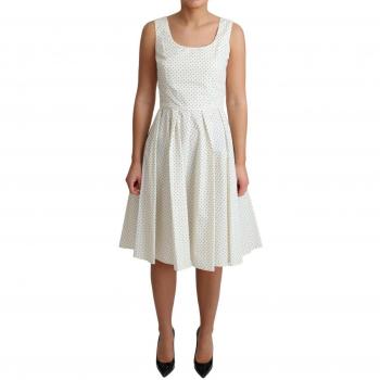 Dolce & Gabbana White Polka Dotted Cotton A-Line Dress - IT44|L, Midi Dress, Female, Color: White, Size: M