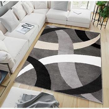 Alfombra moderna 120x180 cm pelo corto gris para salón y dormitorio