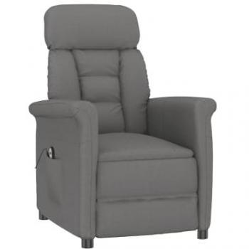 Sillón eléctrico reclinable de piel de ante sintética gris oscuro