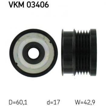 Polea libre del alternador SKF VKM 03406, tipo de producto: rueda libre del generador, características: diseñada para permitir el funcionamiento eficiente del alternador, reduce la carga en el motor, mejora la durabilidad de los componentes eléctricos