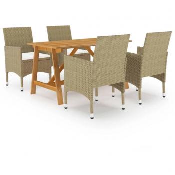 Juego de comedor para jardín de 5 piezas beige