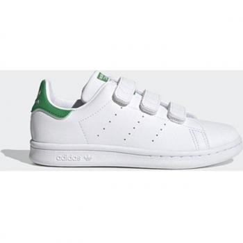 Adidas Stan Smith Kids Velcro Sneakers - White/Green, Size 35