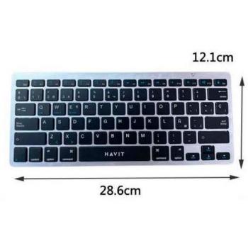 Teclado Bluetooth Mini Havit KB220BT - Teclado inalámbrico para iOS, Android y Windows, conexión Bluetooth, color plata