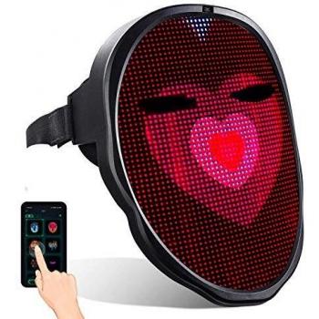 megoo Más reciente máscara led con bluetooth programable, Para de Mascarada de Disfraces Fiesta de cosplay halloween,Máscaras de led Iluminada Para Adultos,Máscara Más Genial 2022
