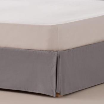 Cubre Canapé Liso Alto 30cm Gris Algodón Poliéster con Volante de Fuelle Inglés para Cama 135 cm