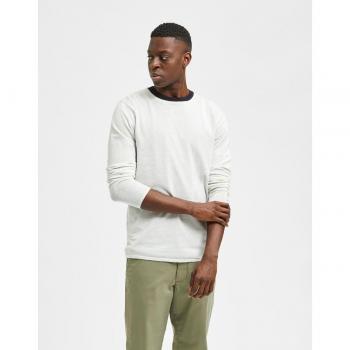 Selected - Jersey cuello redondo Rome Blanco Sostenible