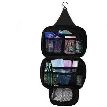 [tienda oficial] BXT espacioso cosméticos bolsas portátil multifuncional Unisex resistente al agua impresión viaje Hook Up bolsas en bolsa, negro