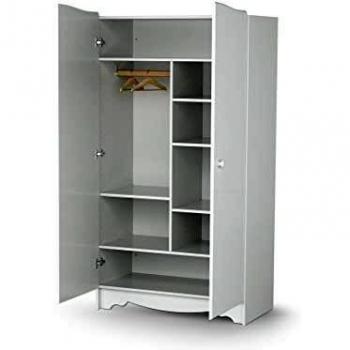 Armario infantil de 2 puertas Marelle en madera blanca 96 x 51 x 176 cm