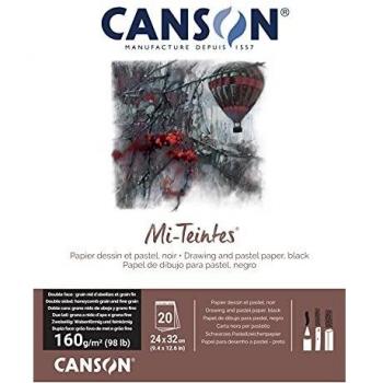 Canson Mi-Teintes 60% Abeja 160 g Bloc Encolado 24 x 32 20H Negro