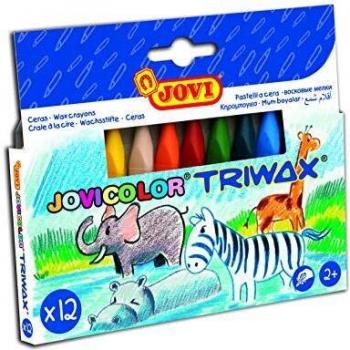 Jovi - Ceras triangulares Triwax, estuche de 12 unidades, multicolor, super resistentes, no manchan