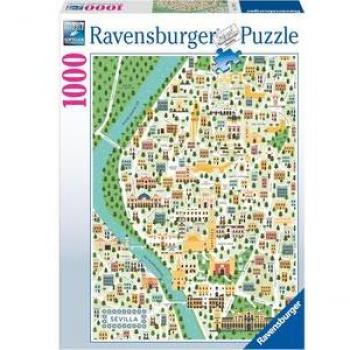 Puzzle 1000 Piezas Mapa de Sevilla Ravensburger - Ilustrados, dimensiones 37x6x27 Cms