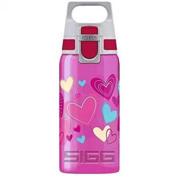 SIGG VIVA ONE Hearts Cantimplora infantil (0.5 L), botella transparente sin sustancias nocivas y con