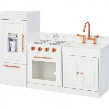 Teamson Kids Little Chef Paris Modular Wooden Play Kitchen, White/Rose Gold