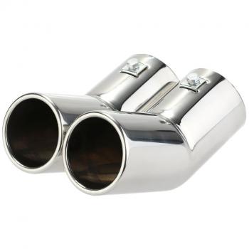 KKmoon Tubo de Aire de Escape Doble Redondo Acero Inoxidable