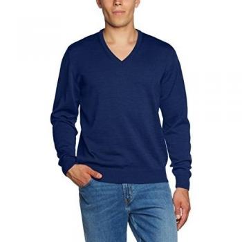 Maerz März Strick V-Ausschnitt Pullover Navy 100% Merino Superwash - Jersey para hombre, color blau