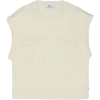 Camiseta mujer Le Temps des Cerises Freesia con bolsillo frontal, color crema, talla S