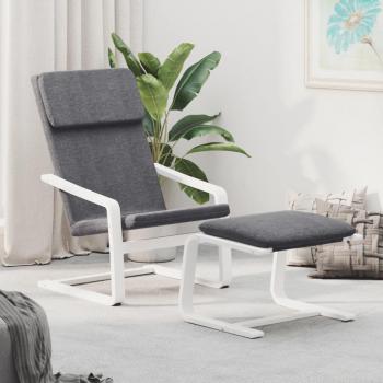 Sillón de relax con reposapiés en tela gris claro y oscuro