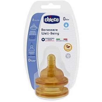 Chicco Wellbeing - Tetina de látex anticólicos con flujo normal para bebé de 0 meses + , 2 unidades