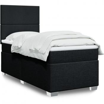 Bastidor de cama box spring con colchón negro 90x190 cm en tela
