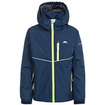 Trespass niños Hattrick Impermeable de la Lluvia/al Aire Libre Chaqueta con Capucha Desmontable, Infantil, Color Azul Marino, tamaño 11/12