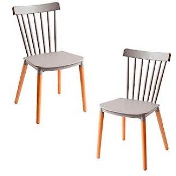 Pack 2 Sillas Comedor Leka - Color Gris en Polipropileno
