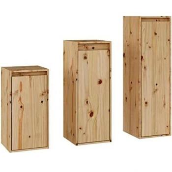Mueble de TV 3 piezas de madera maciza de pino vidaXL